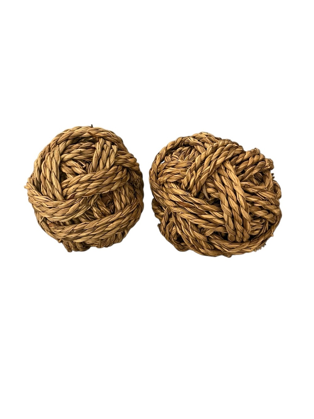 Lot of 2 Straw Braided Weaved Decor Balls Orbs Home Accents